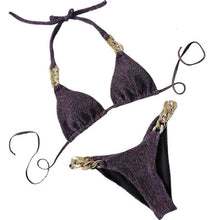 Load image into Gallery viewer, 2Pcs/Set Split Sexy Bikini set Metal Chain Bandage Two-piece suit
