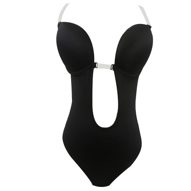 Backless Bra Plunge Bras Bodysuit Thong Invisible Bra for Dress Strap