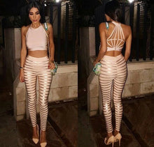 Load image into Gallery viewer, Babatique Sexy bodycon dress Women Luxury foil print Two 2 Piece Celebrity Party dresses Bandage Bodysuit Full Pencil Tops Pants
